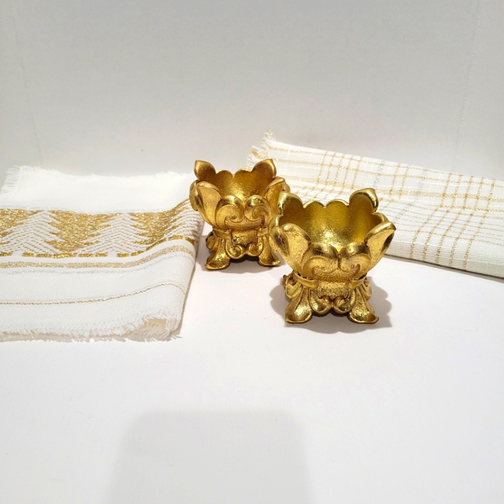 Department 56 gold accents  tealite Votive Candle holder  placemats bundle
